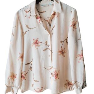 Liz Claiborne Petite Collection China Floral Flower Porcelain shirt Petite 8